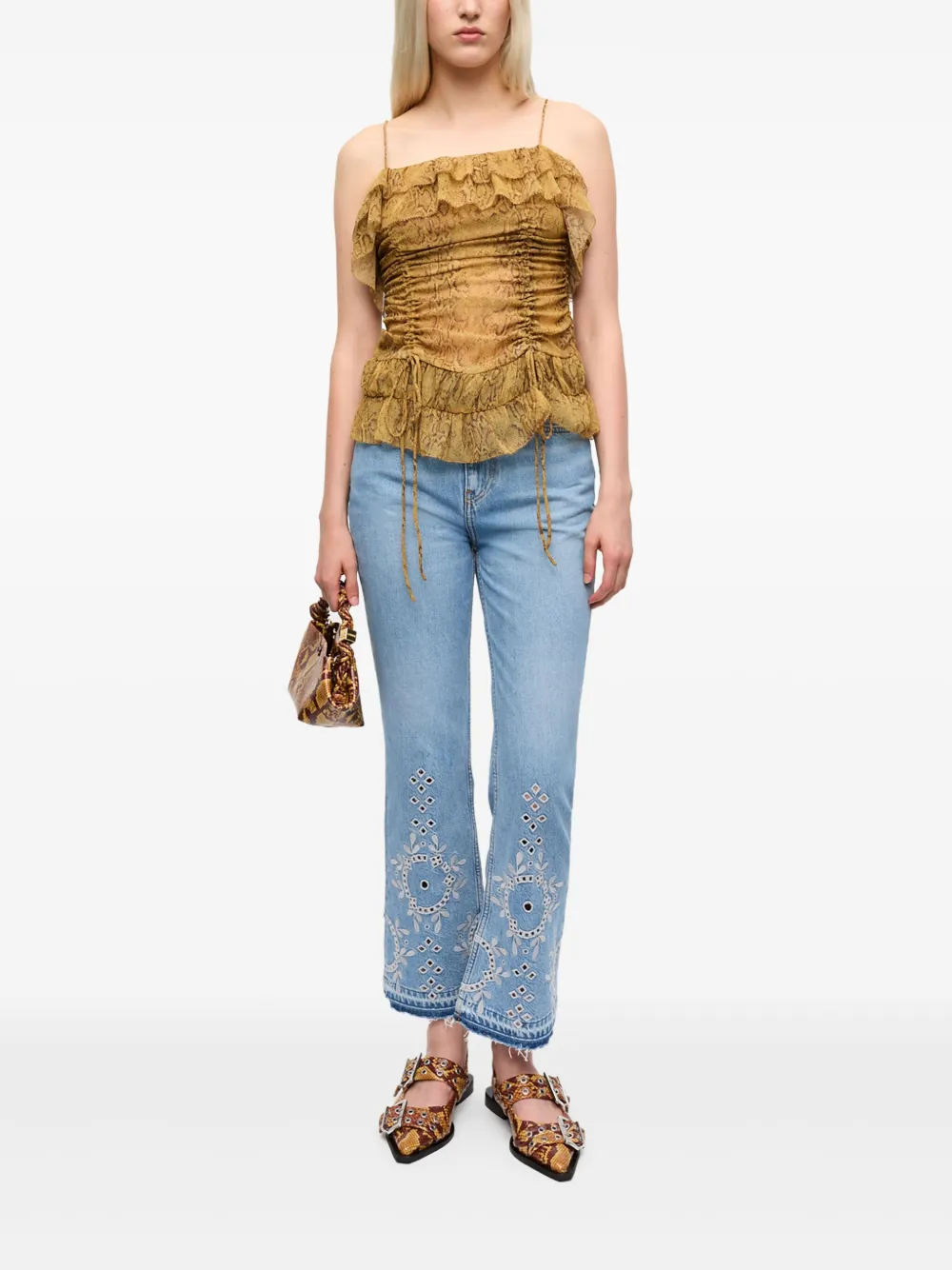 GANNI Broderie anglaise jeans - Blauw