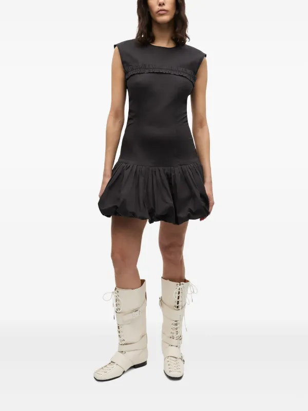 green emerald velvet dress Ganni Stretch Cotton Buttoned Mini Dress | Black | Size 36 main image 0