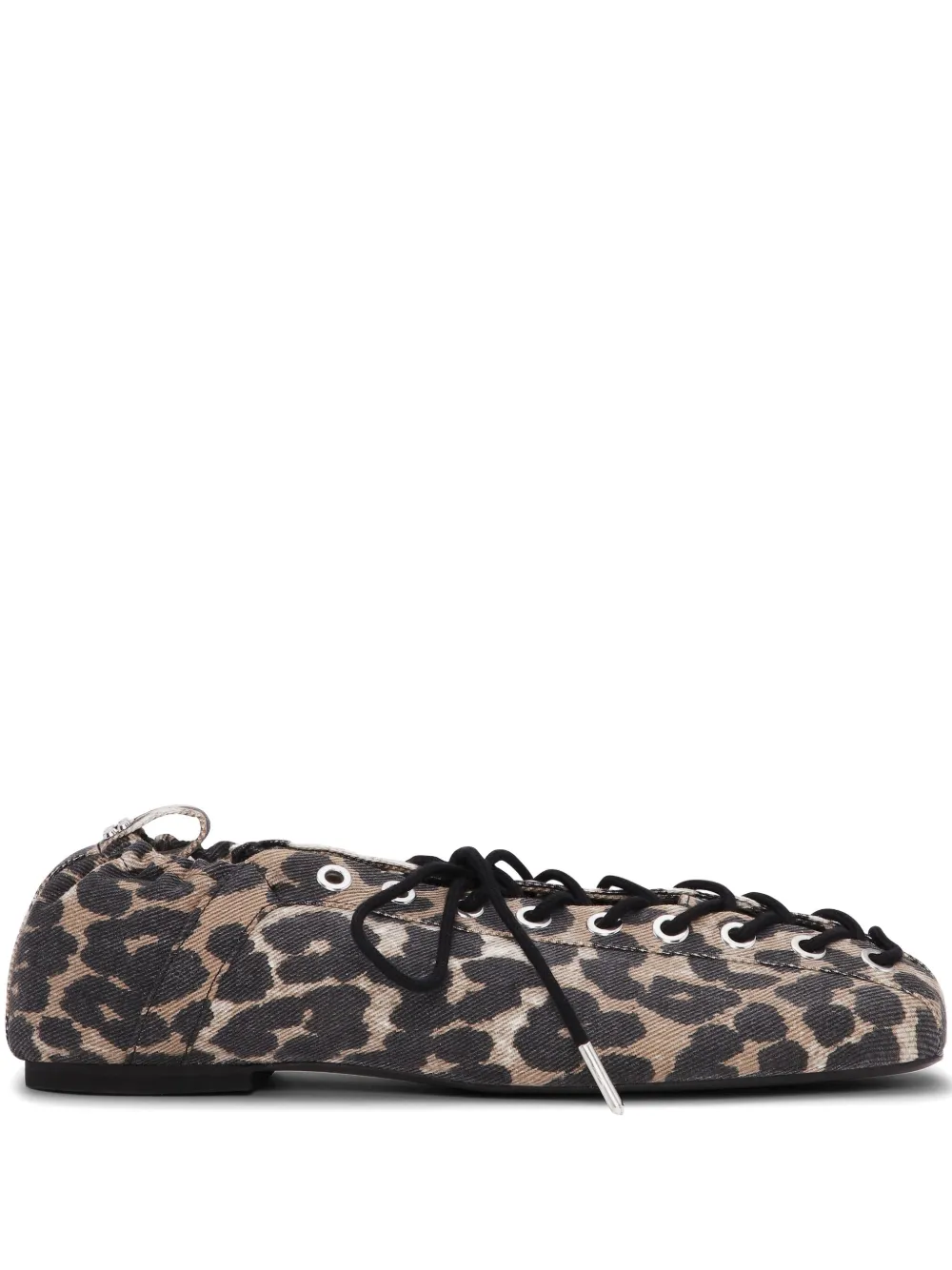 GANNI Ballerina's met luipaardprint en veters Beige