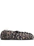 GANNI leopard-print lace-up ballet flats - Neutrals