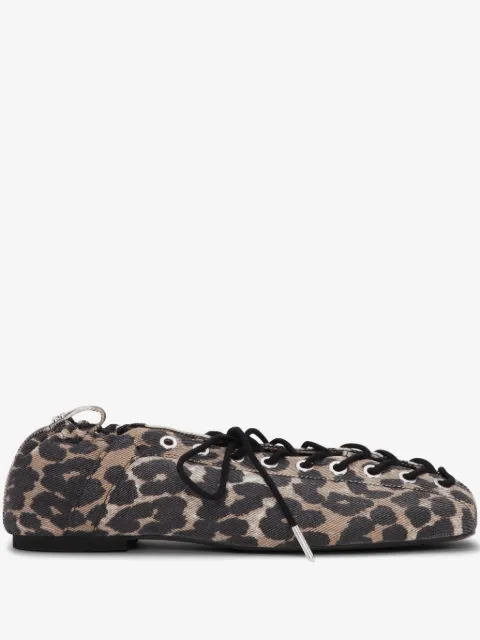 GANNI leopard-print denim ballet flats