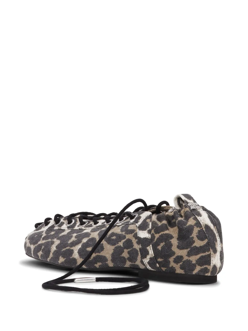GANNI leopard-print lace-up ballet flats