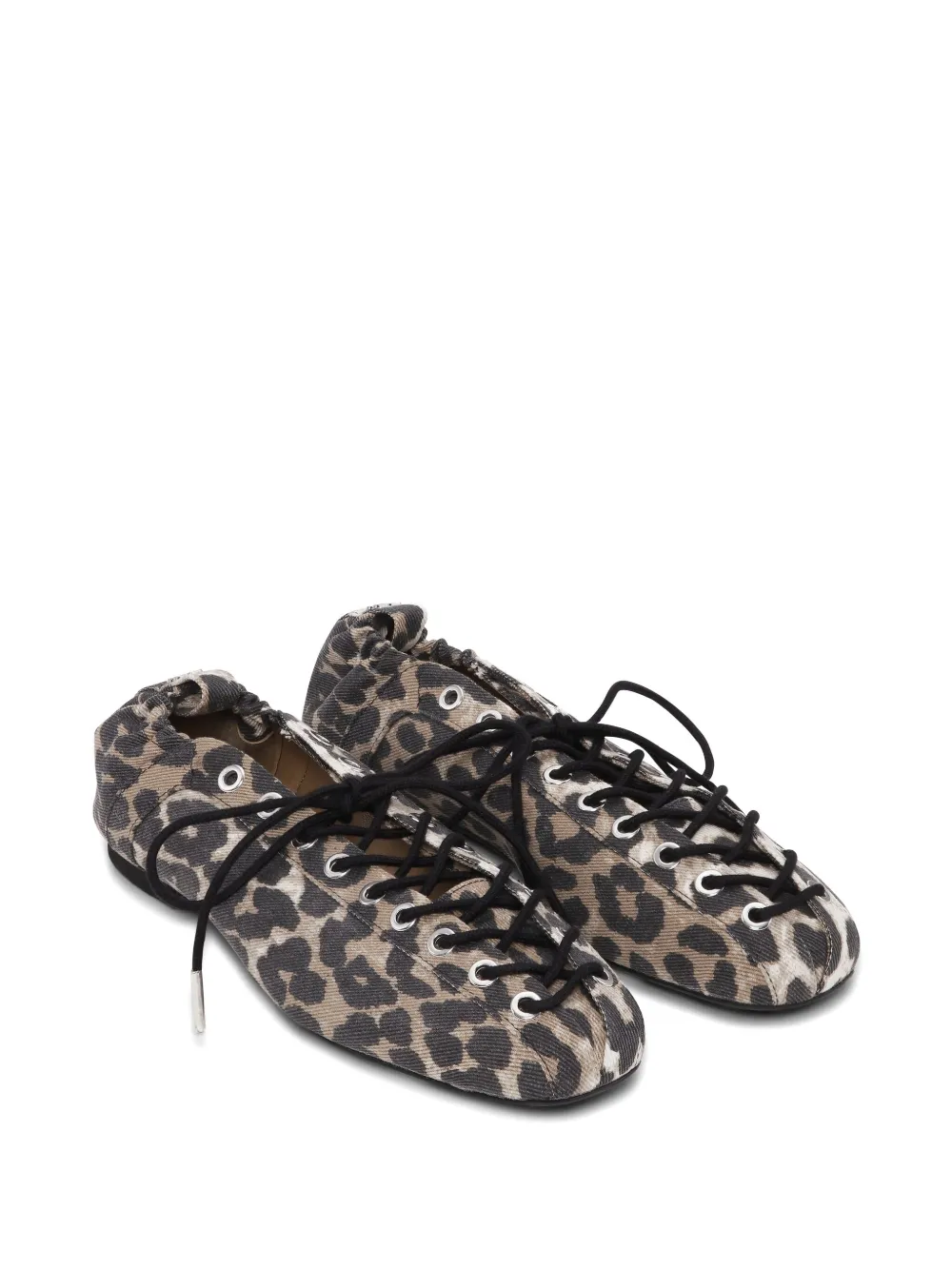 GANNI Ballerina's met luipaardprint en veters - Beige