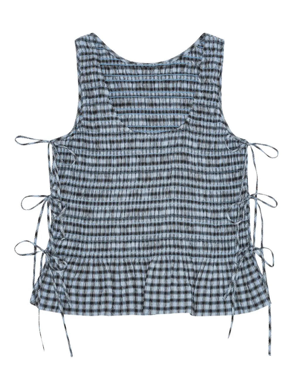 GANNI Checkered Top | Blue | FARFETCH