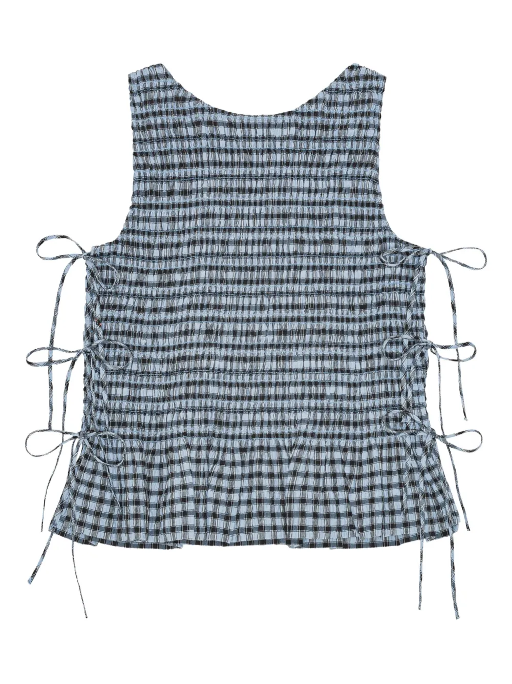 GANNI Geruite top Blauw