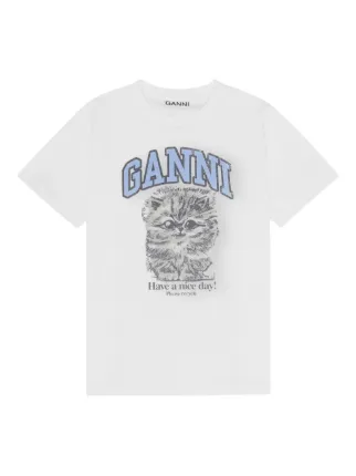 【GANNI】新品タグ付 ロゴ ドッグTシャツ オーガニックコットン 犬 GANNI オーガニックコットン Tシャツ | ホワイト | FARFETCH JP