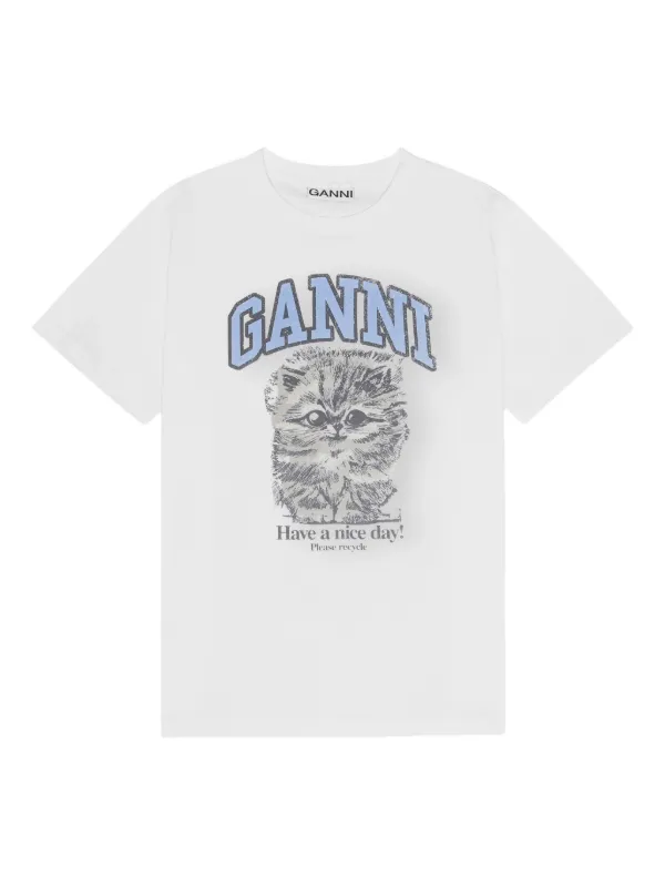 Bright White White Heavy Cotton T-shirt | GANNI US