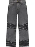 GANNI whiskering-effect wide-leg jeans - Black