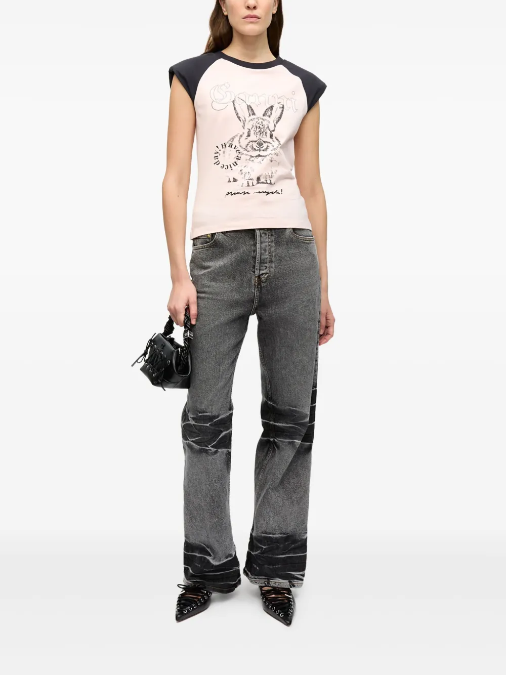 GANNI Jeans met wijde pijpen - Zwart