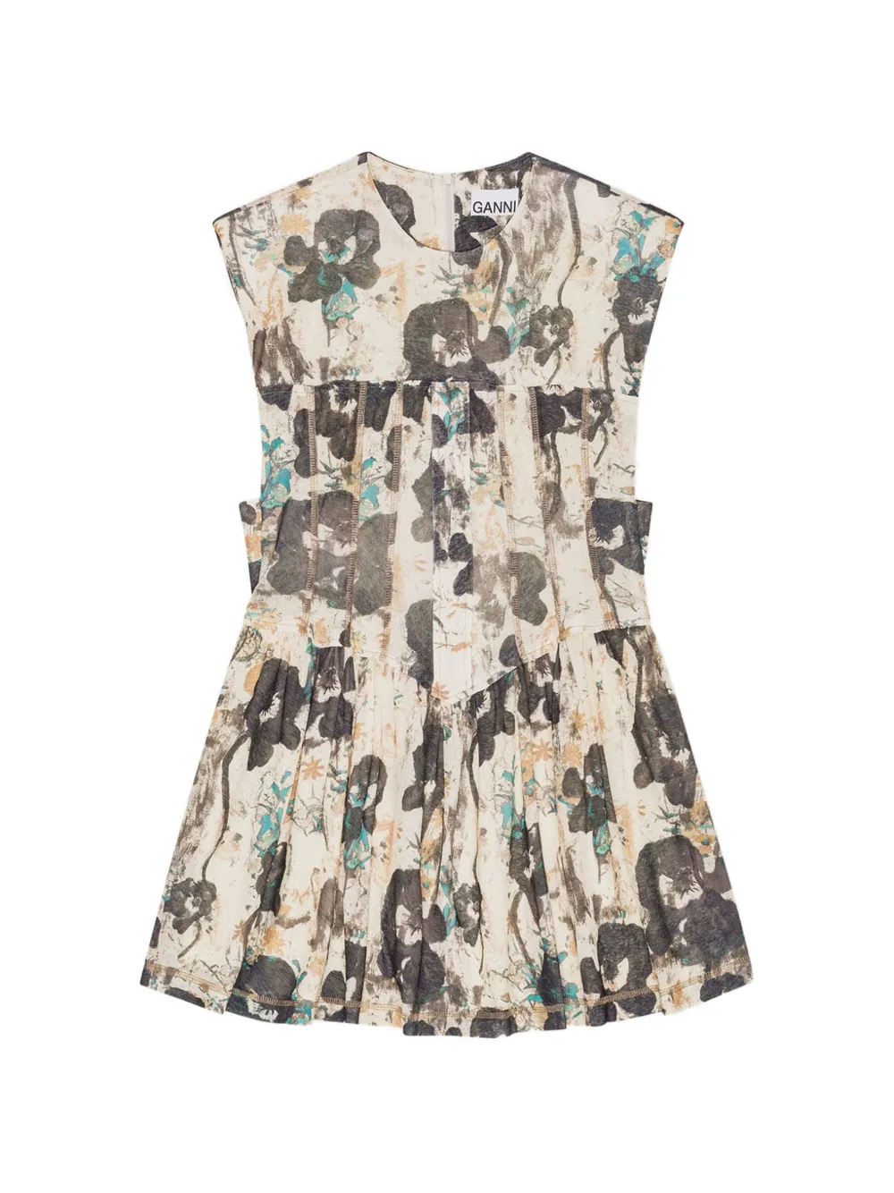 GANNI Jurk met bloemenprint Beige