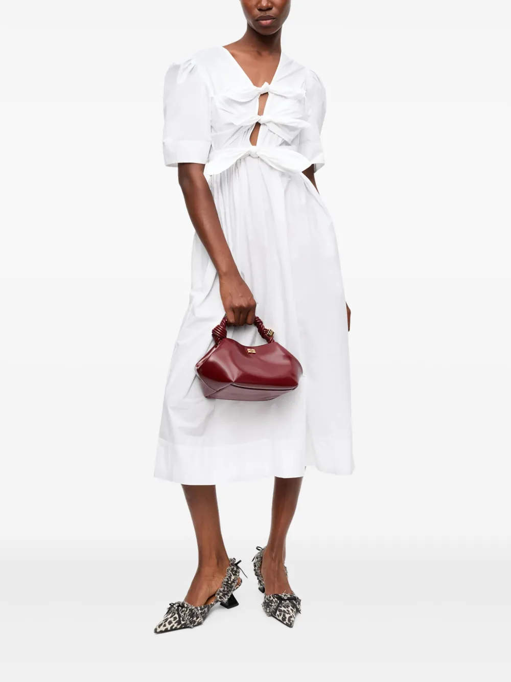GANNI Jurk met strikdetail - Wit