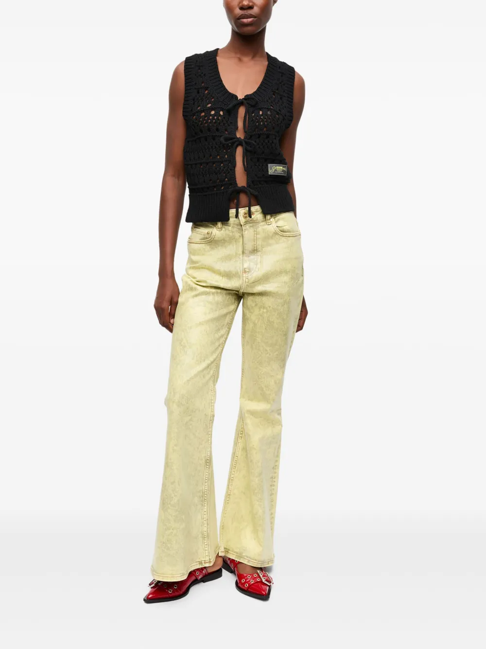 GANNI Jeans met gebleekt effect - Groen