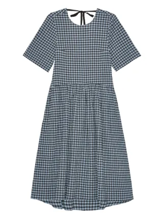 GANNI チェック ドレス | ブルー | FARFETCH JP
