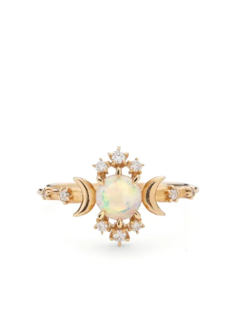 SOFIA ZAKIA 14kt yellow gold Wandering Star opal and diamond ring