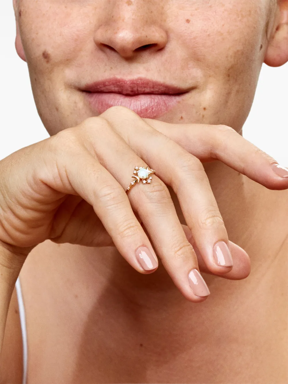Image 2 of SOFIA ZAKIA 14kt yellow gold Wandering Star opal and diamond ring