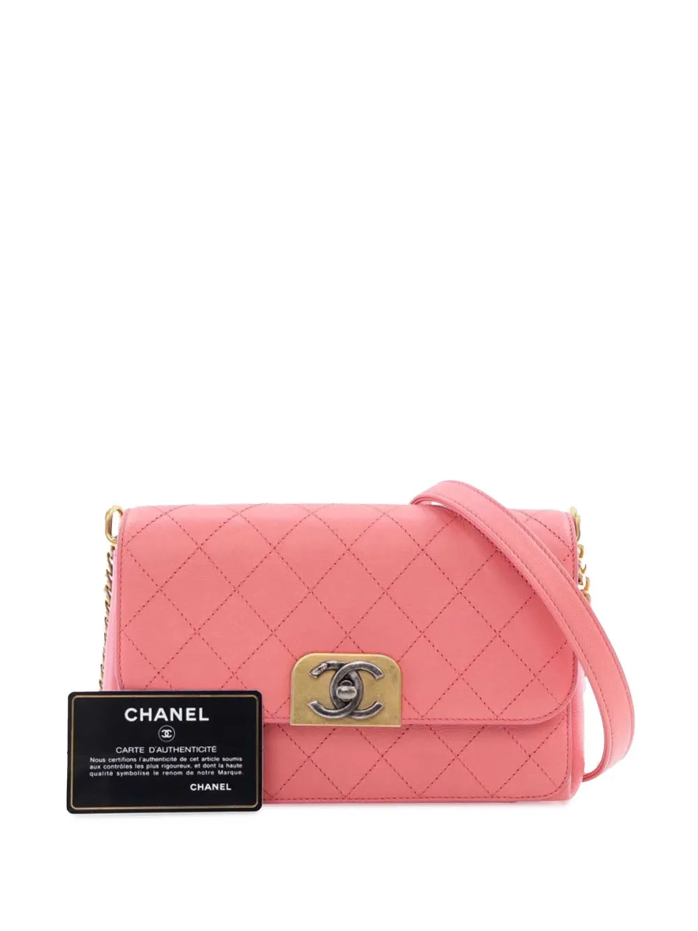 CHANEL Pre-Owned 2016-2017 gewatteerde kalfsleren crossbodytas met omslag - Roze