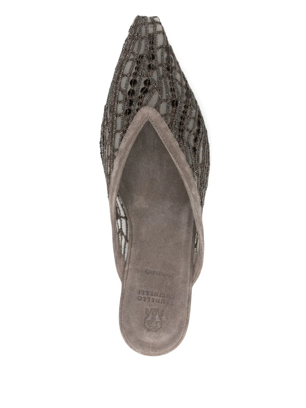 Brunello Cucinelli sequin-embellished flat mules Brown