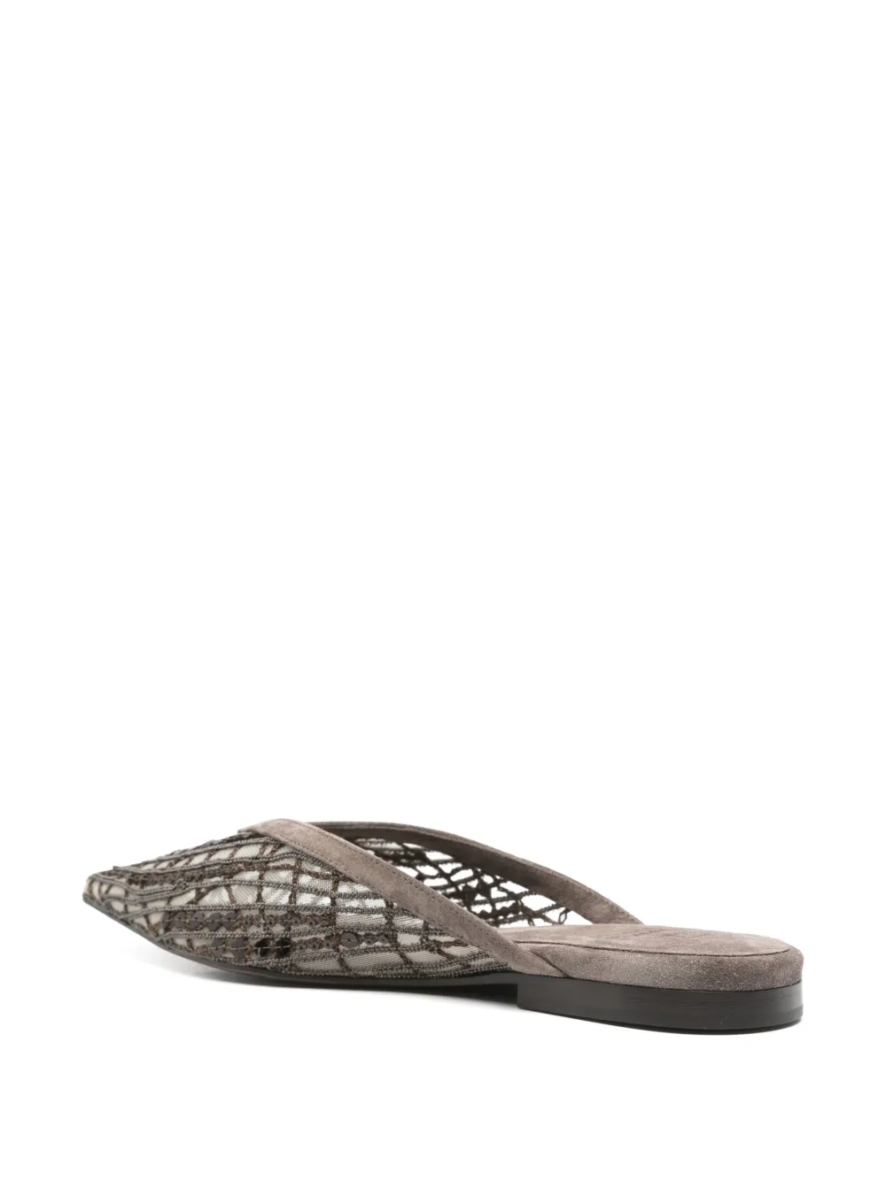 Brunello Cucinelli sequin-embellished flat mules Brown