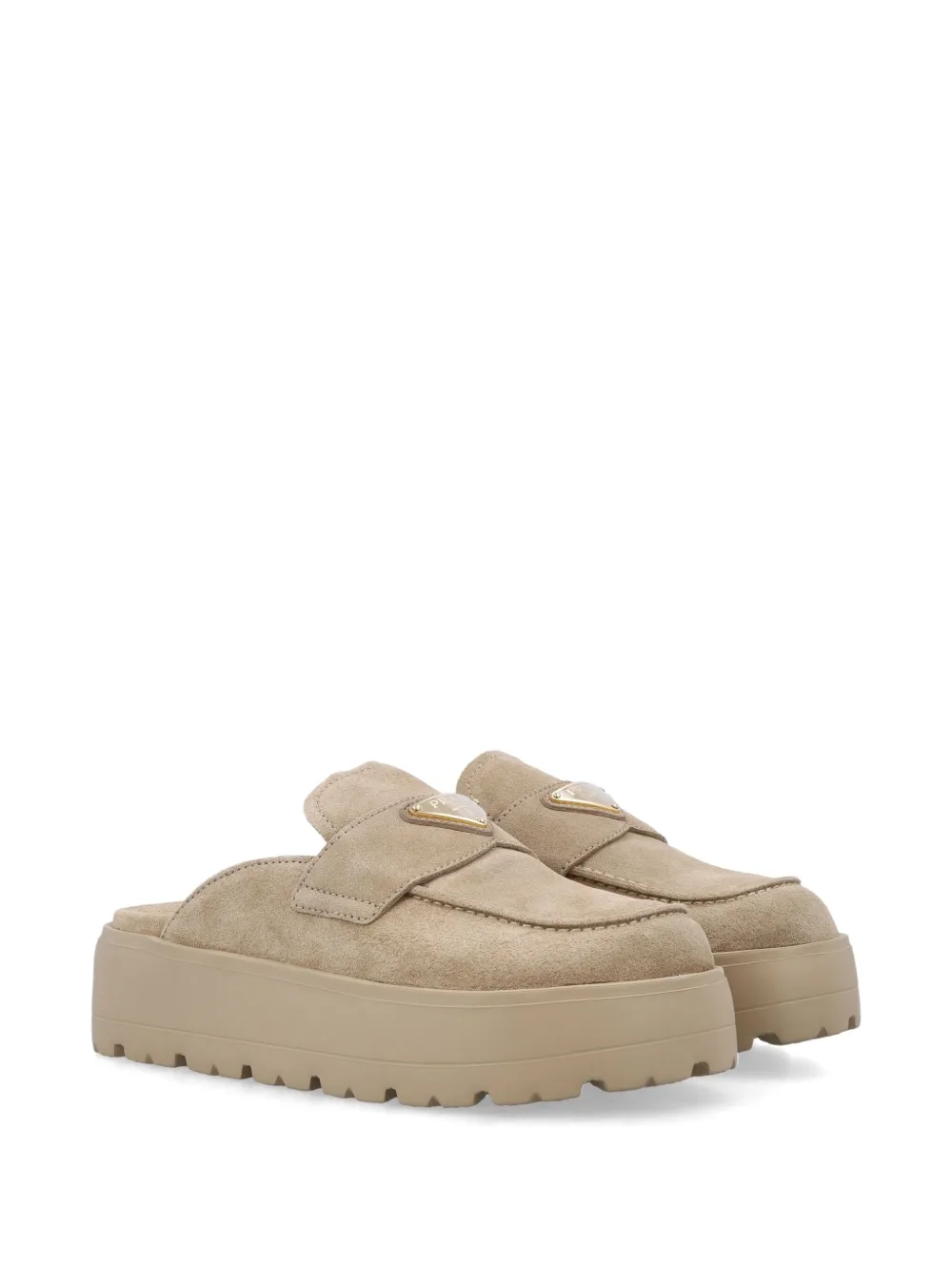 Prada triangle-logo mules - Beige