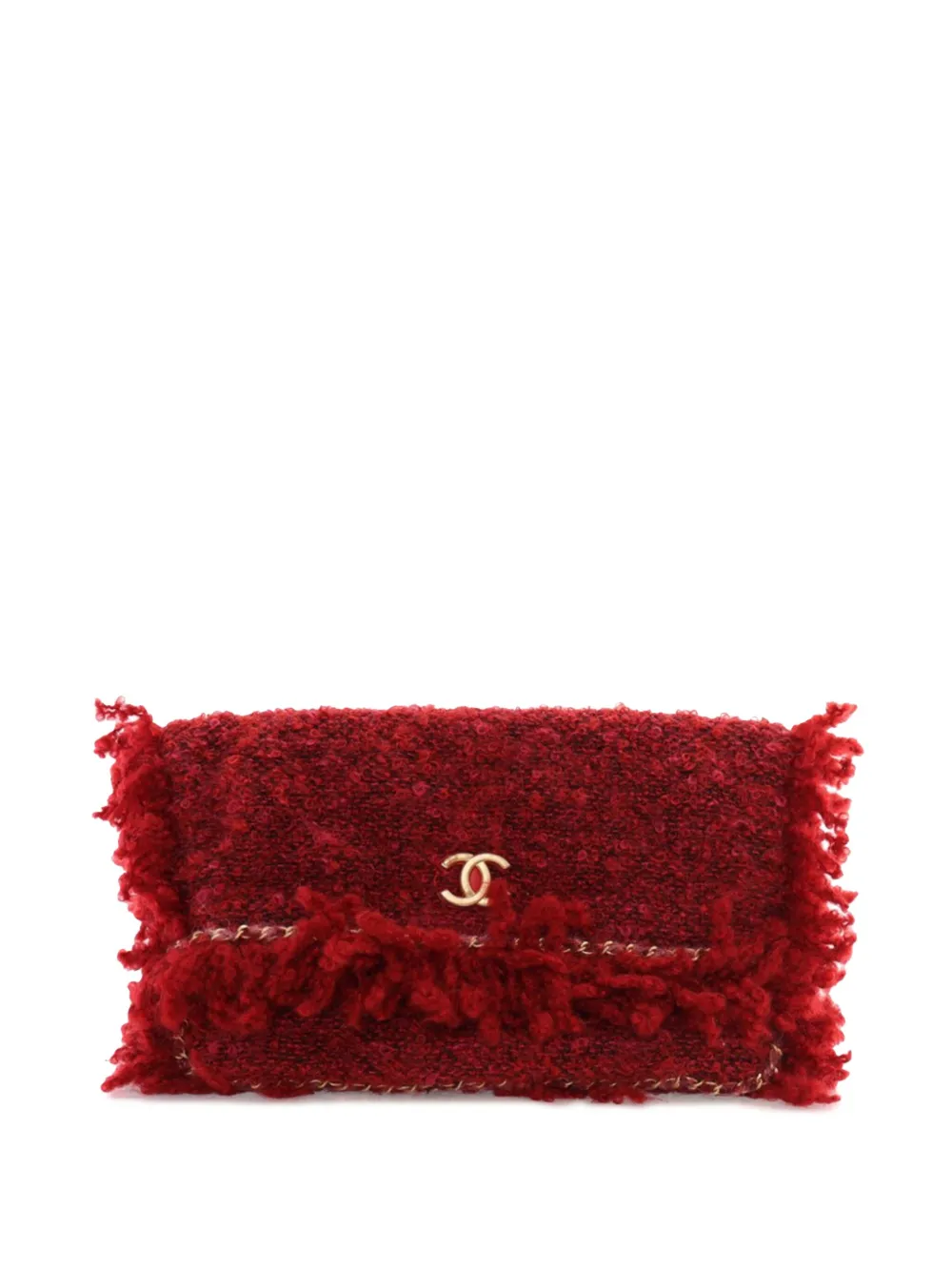 CHANEL Pre-Owned 2017-2018 Tweed Fringe Paris Cosmopolite clutch bag | Red | Image 1