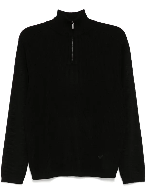 20-60代 人気ファッションブランド Emporio Armani ハーフジップ セーター | ブラック | FARFETCH JP トップス