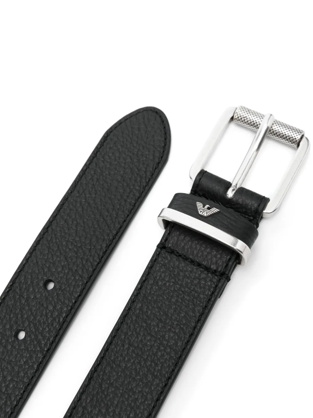 emporioarmani Emporio Armani Leren riem - Zwart