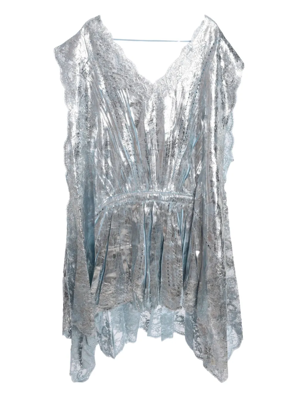 lace-trimmed metallic dress