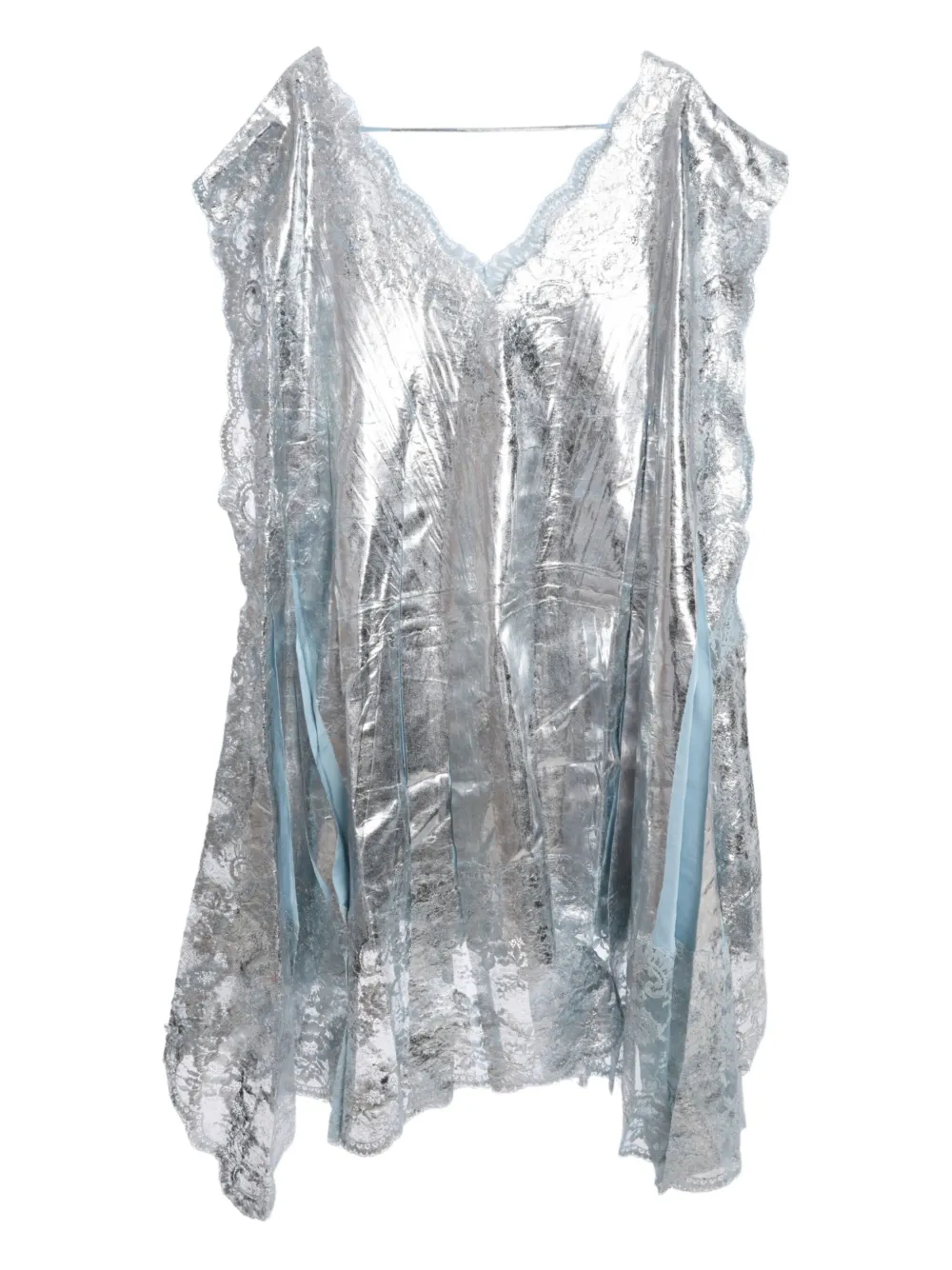 Rabanne lace-trimmed metallic dress Zilver