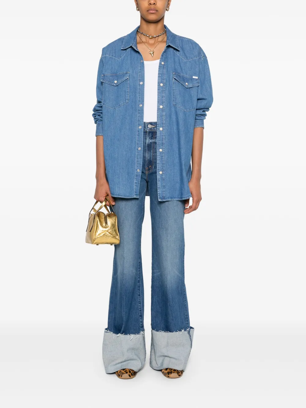 MOTHER The Hustler Roller Heel Cuff Ray jeans - Blauw