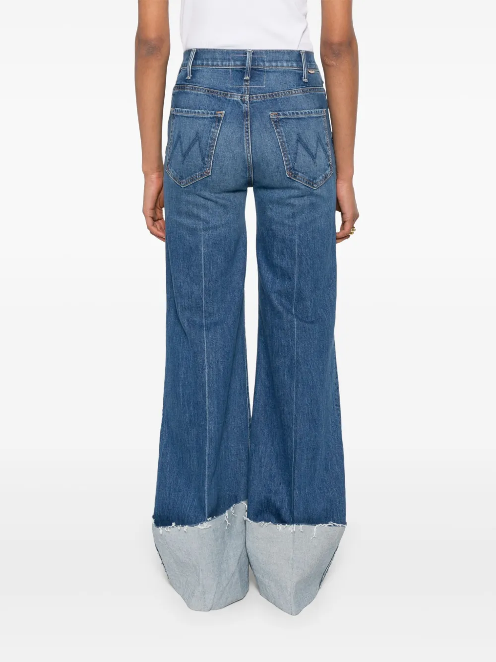 Mother Jeans The Hustler Roller Heel Cuff Fray In Blue