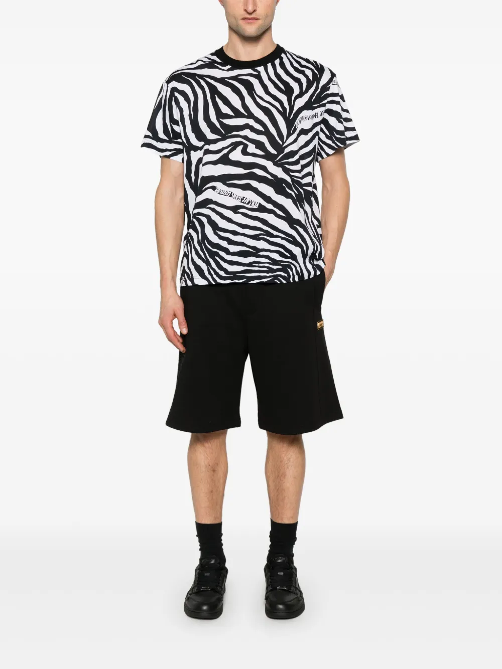 Versace Jeans Couture T-shirt met zebraprint - Zwart