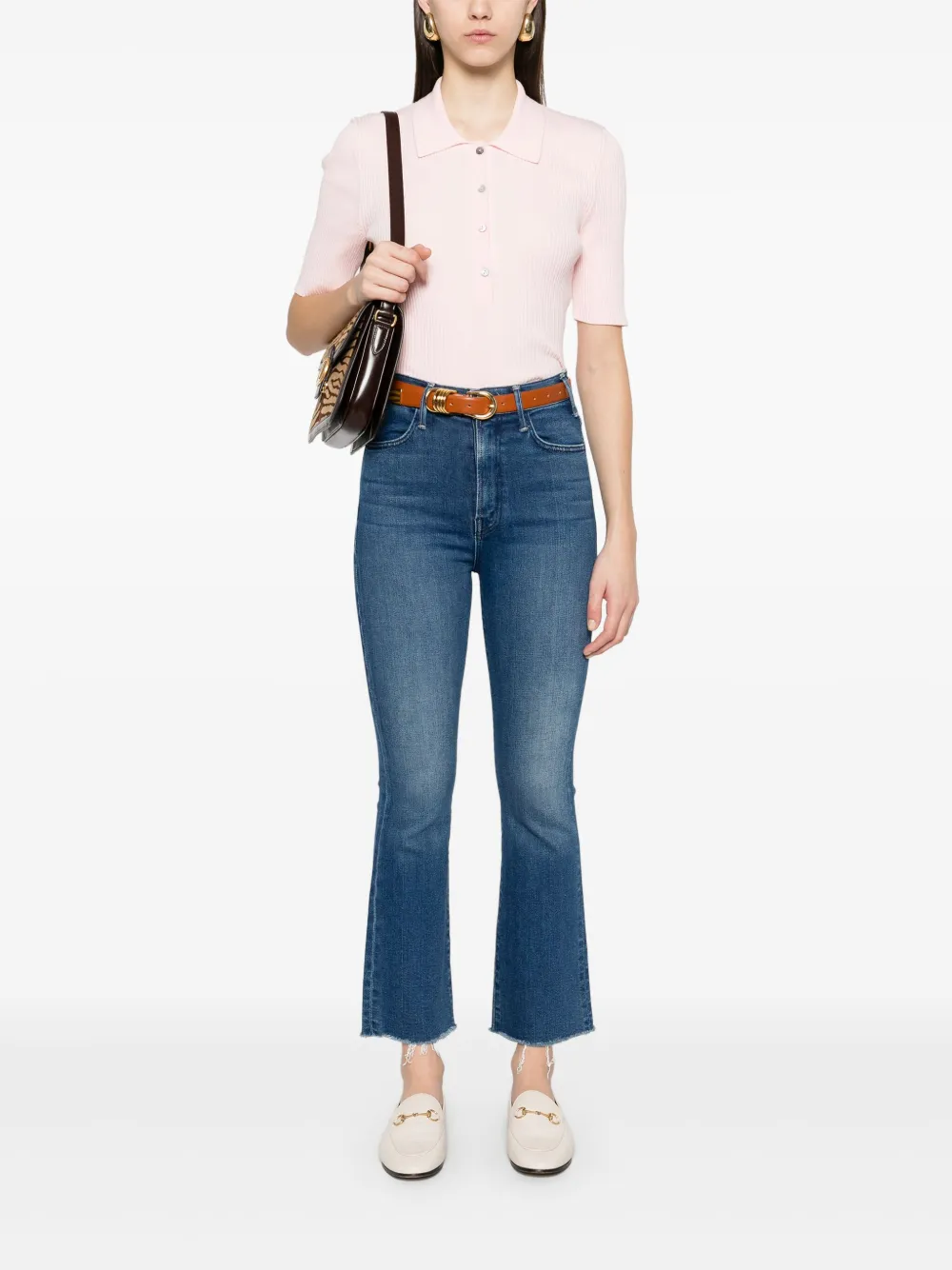 MOTHER Lil Hustler Flood Fray jeans - Blauw