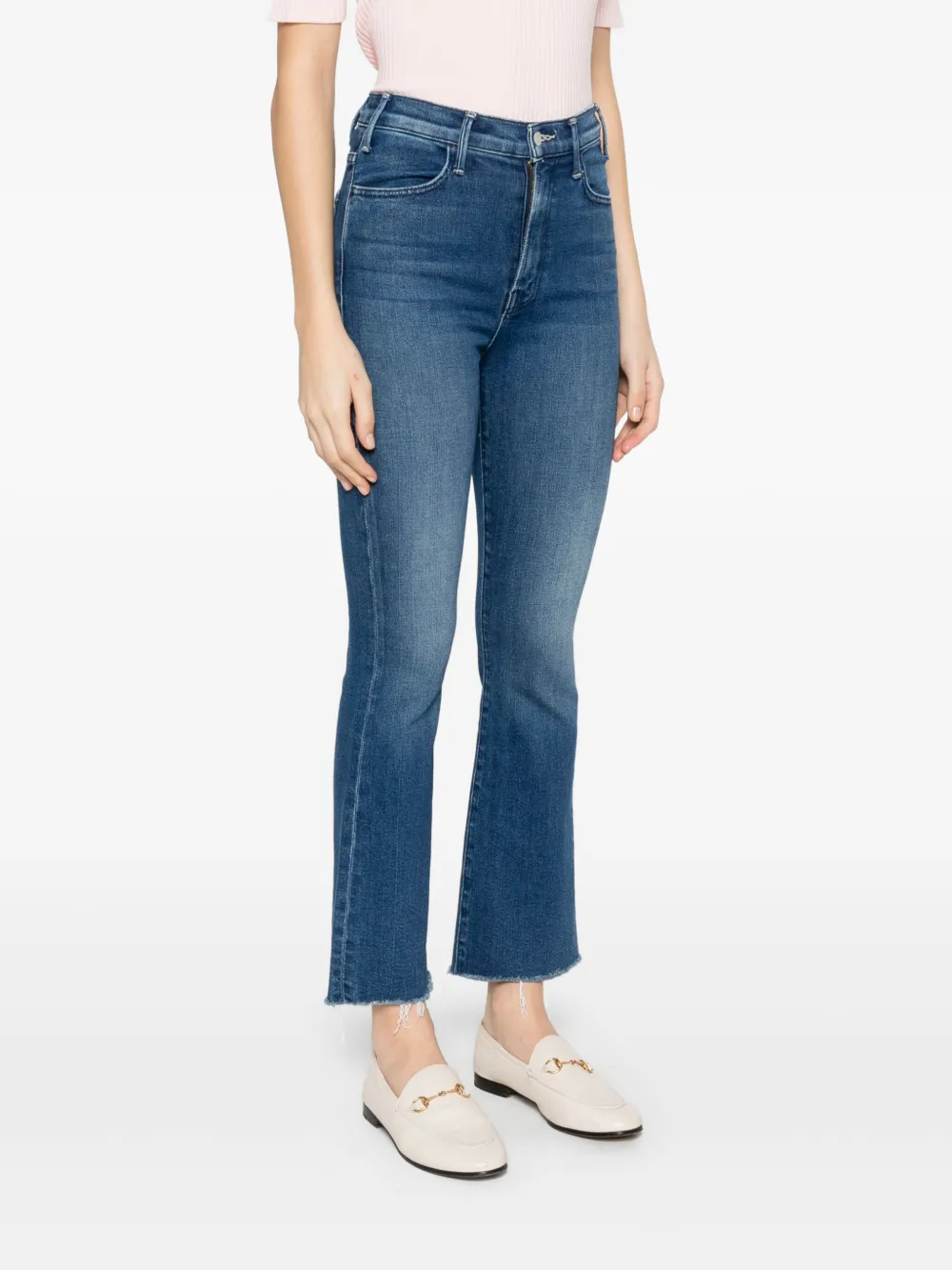 MOTHER Lil Hustler Flood Fray jeans Blauw