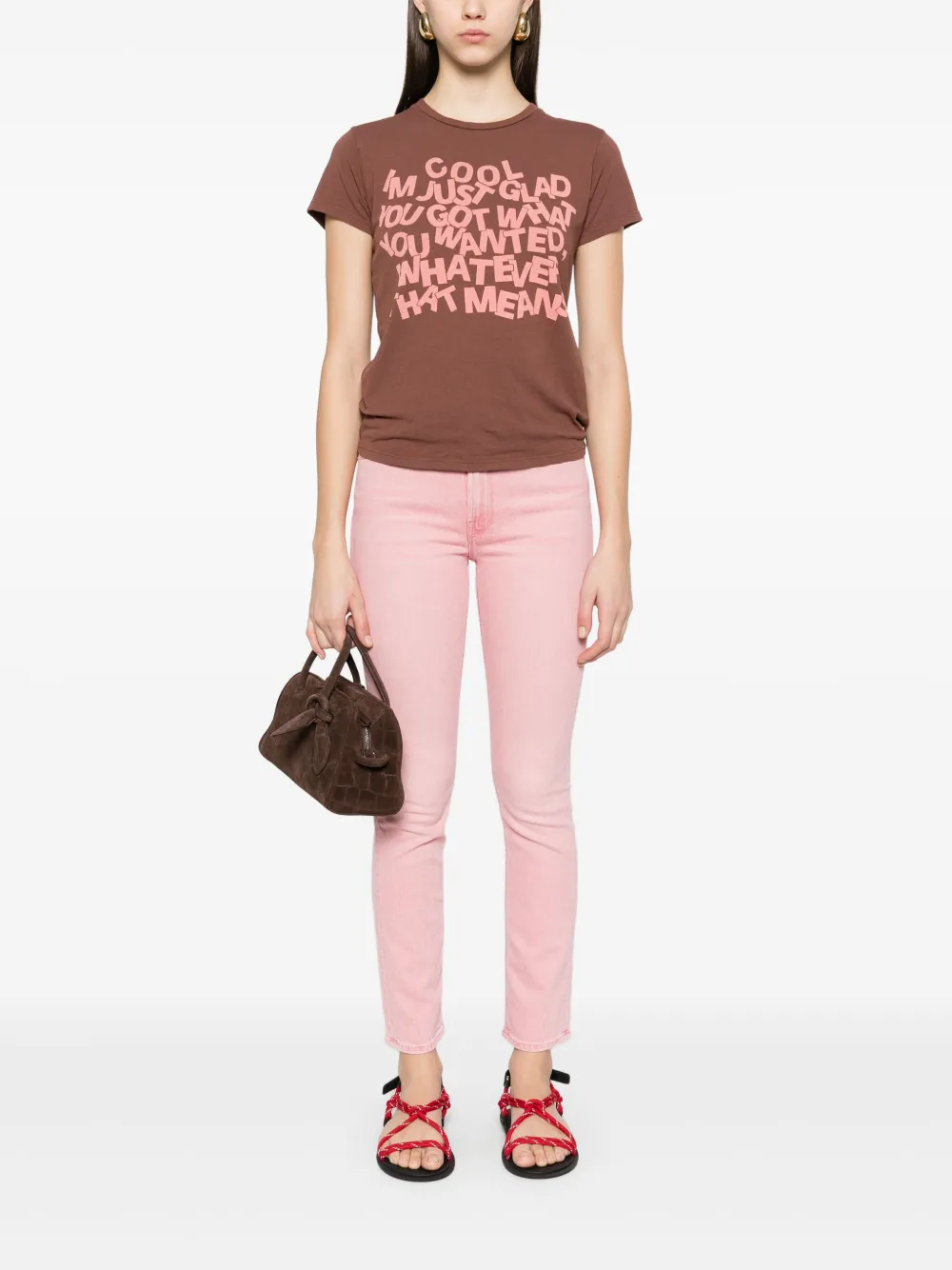 MOTHER T-shirt met print - Bruin