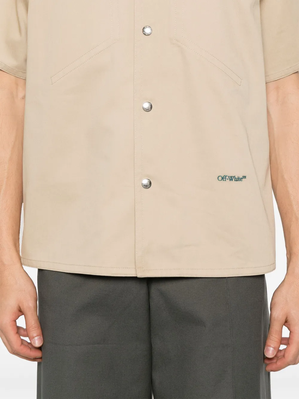 Off-White Overhemd met geborduurd logo Beige
