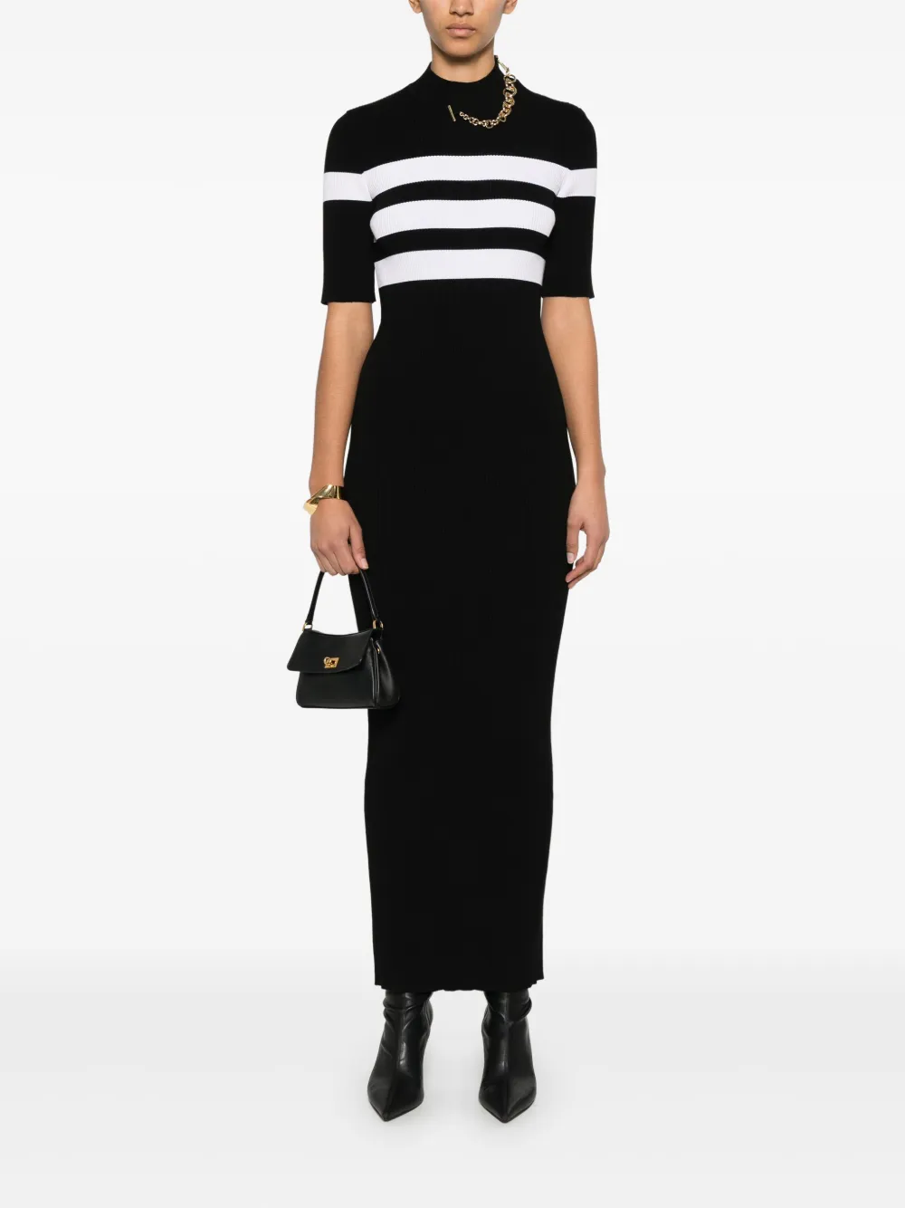Jean Paul Gaultier Gestreepte maxi-jurk - Zwart