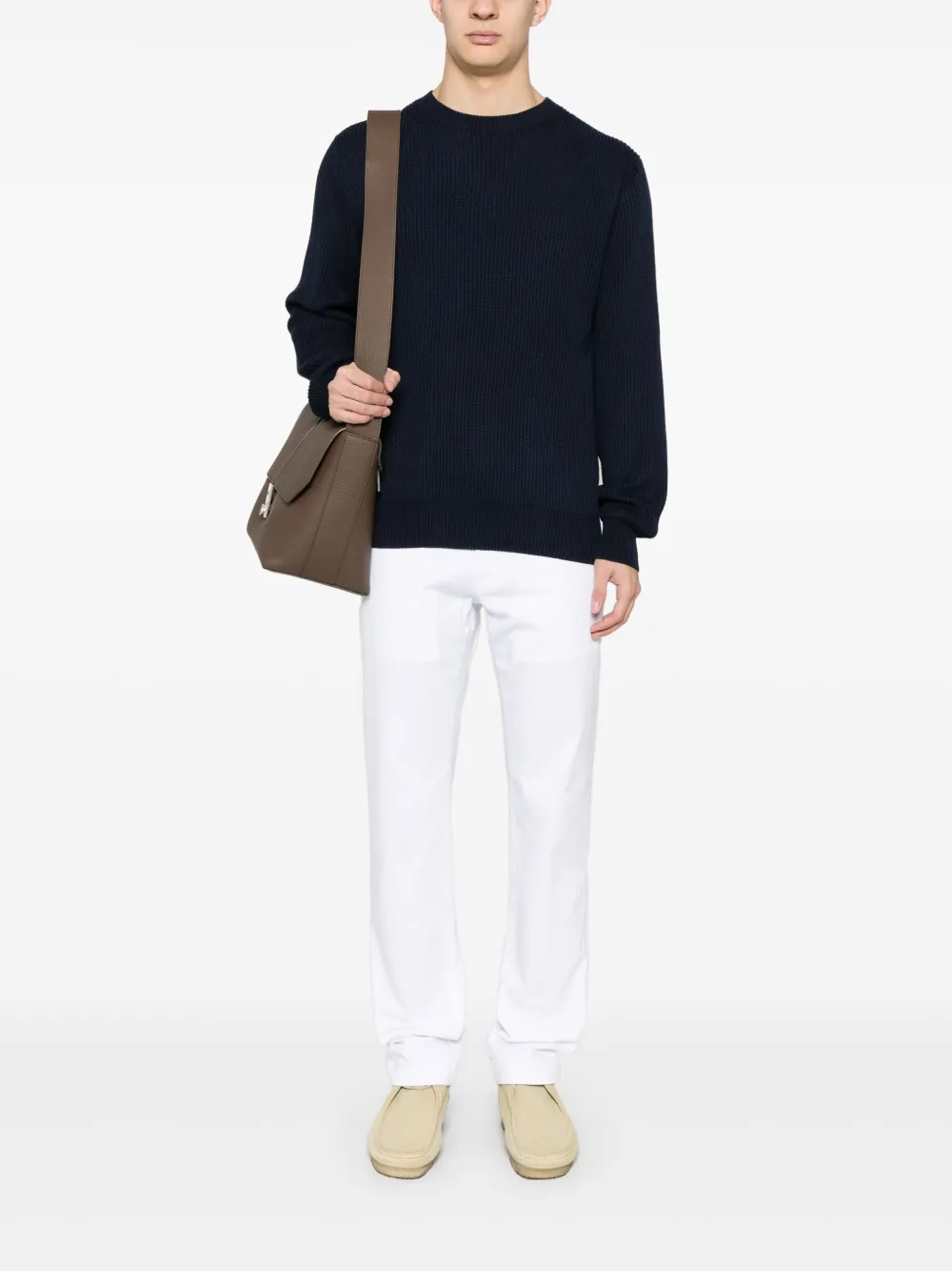 Canali Ribgebreide trui - Blauw