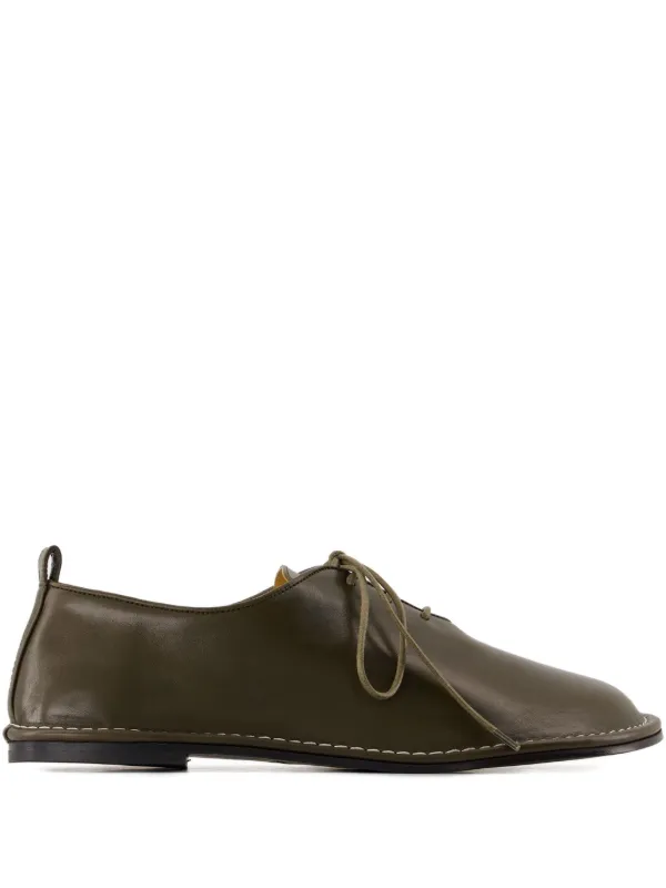 AMI Paris Leather Oxford Shoes | Green | FARFETCH