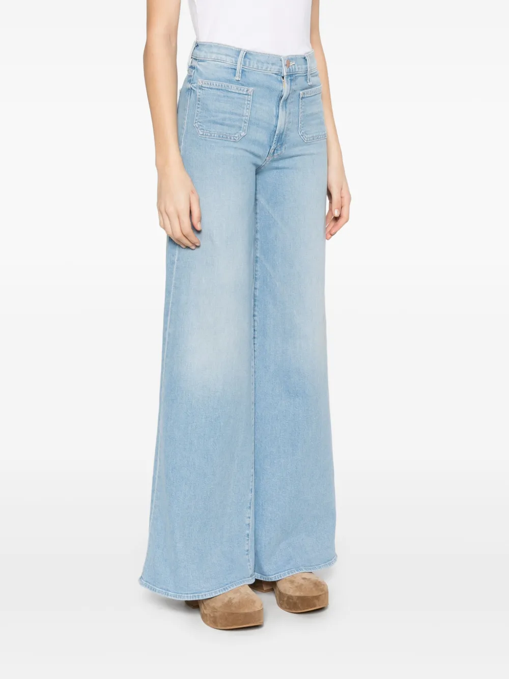 Shop Mother Patch-pocket Undercover Sneak Jeans In Blue