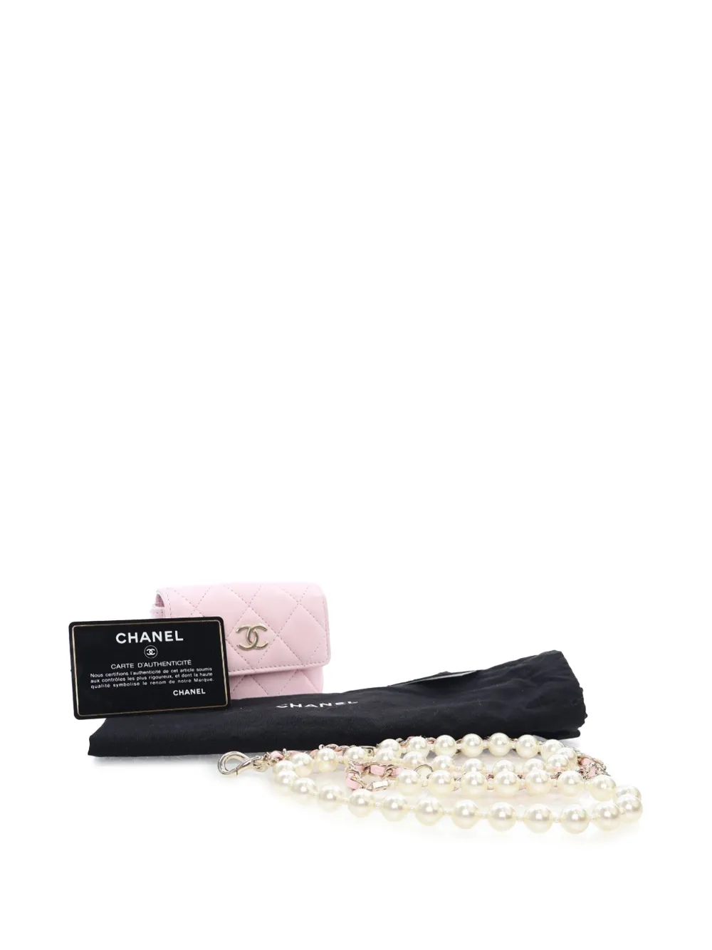 CHANEL Pre-Owned 2021 gewatteerde lamsleren heuptas met parelketting - Roze