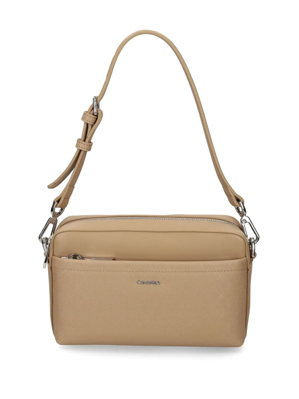 Shop Calvin Klein Logo-lettering Shoulder Bag In Neutrals