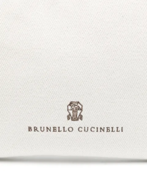 Brunello Cucinelli logo-embroidered clutch bag ML571M101C001 - 3