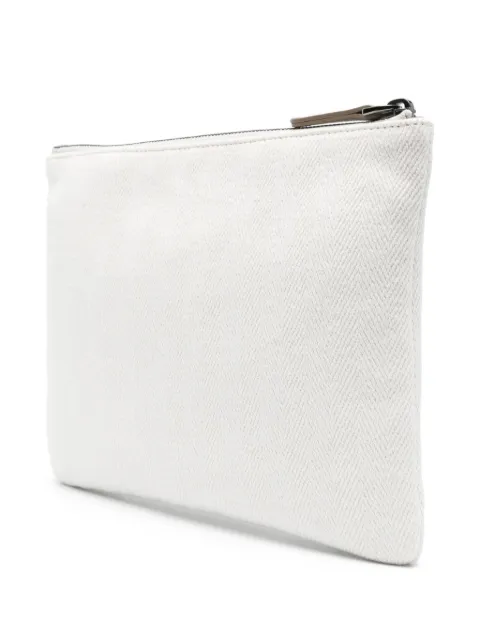 Brunello Cucinelli logo-embroidered clutch bag ML571M101C001 - 2