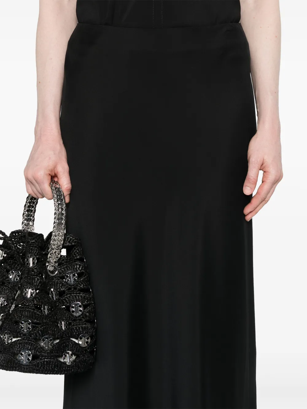 Plan C Maxi-rok met halve sleep Zwart