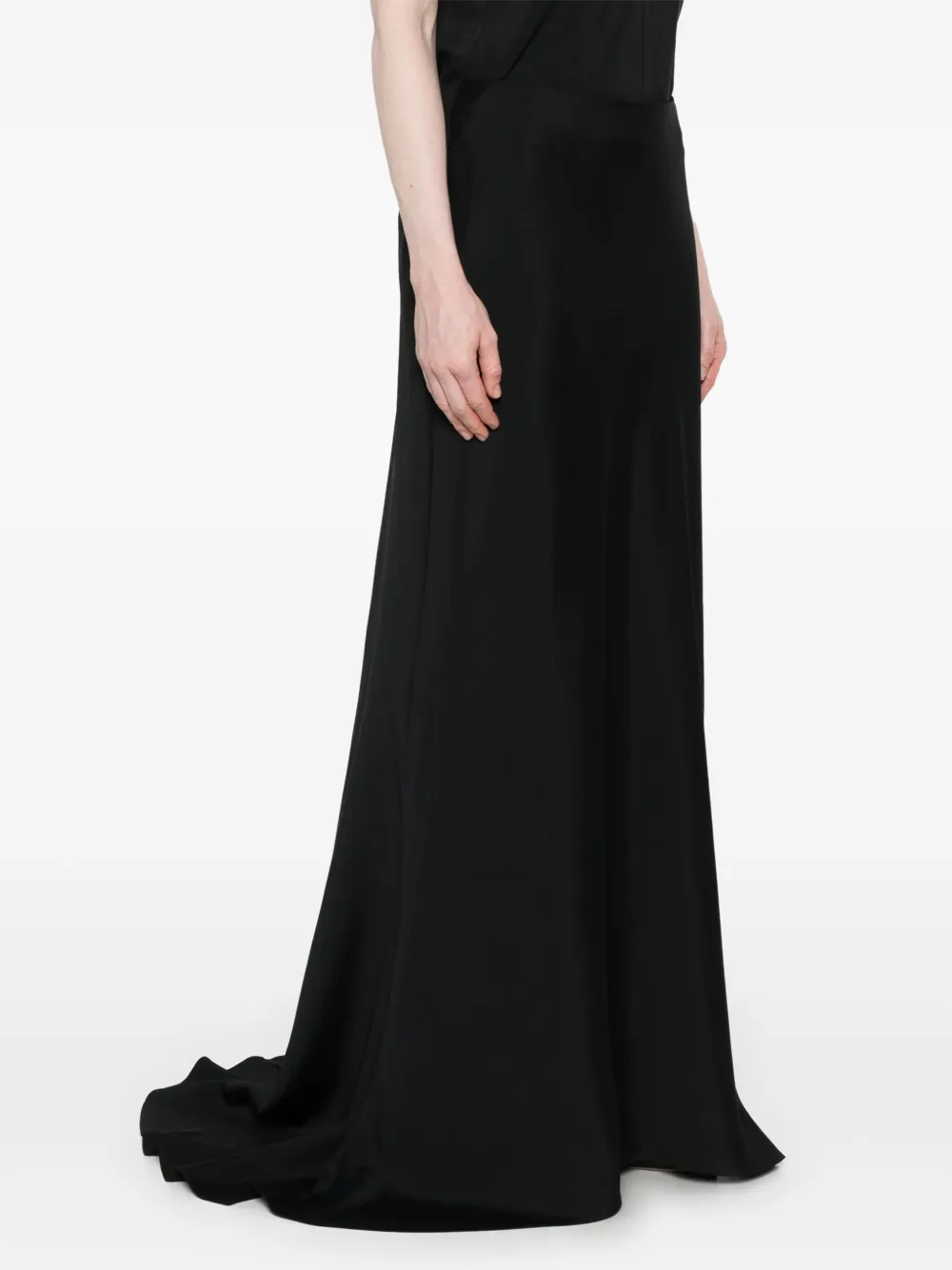 Plan C Maxi-rok met halve sleep Zwart