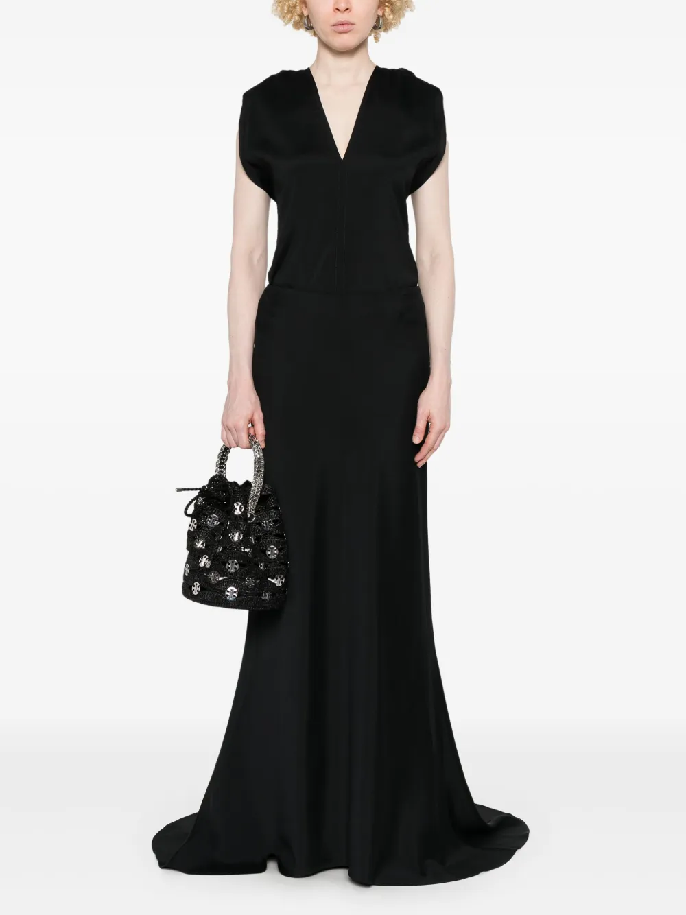 planc Plan C Maxi-rok met halve sleep - Zwart