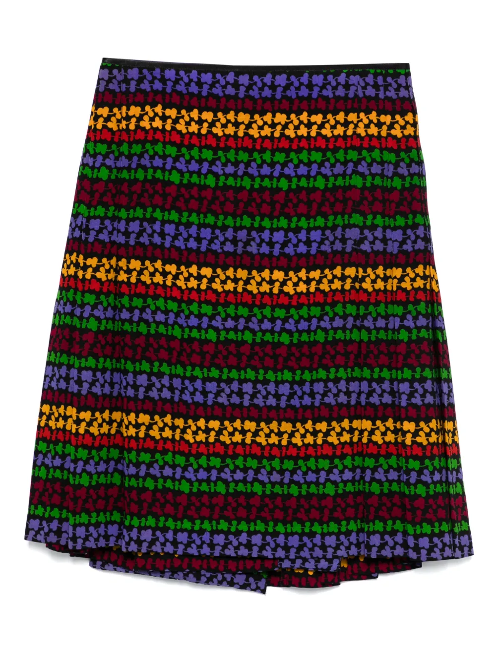 Saint Laurent Pre-Owned 1980s midi-rok met klaverprint - Zwart