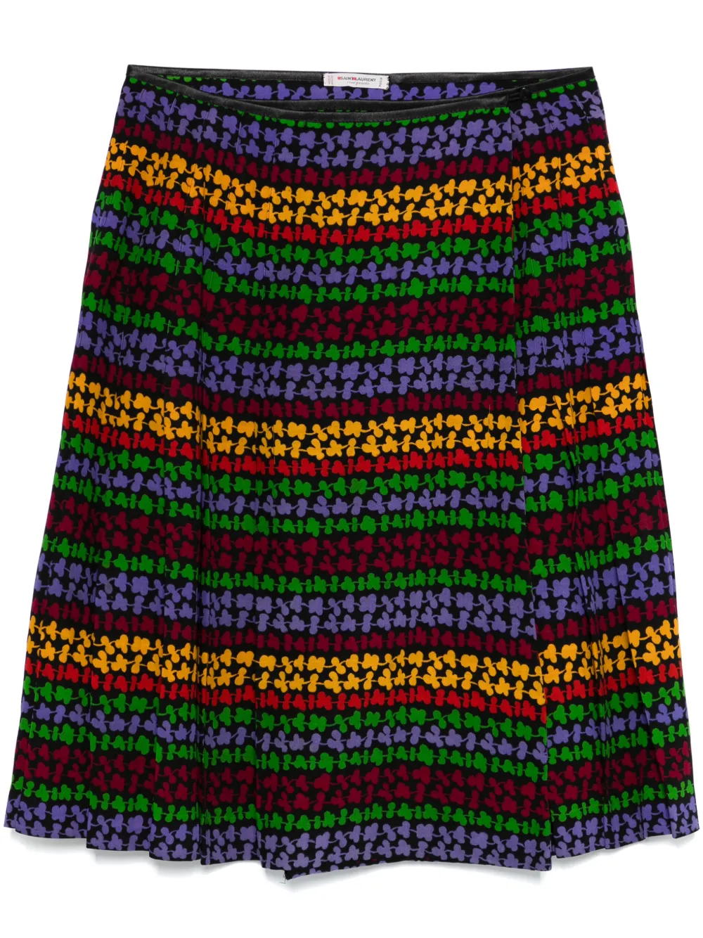 Saint Laurent Pre-Owned 1980s クローバープリント スカート - ブラック Saint Laurent Pre-Owned 1980s クローバープリント スカート - ブラック