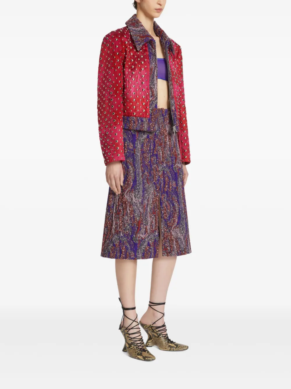 DRIES VAN NOTEN Midi-rok met jacquard Rood