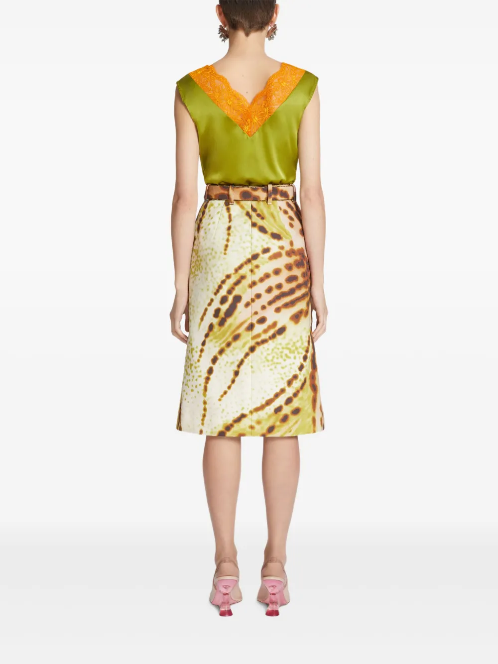 DRIES VAN NOTEN Midi-rok met print Groen
